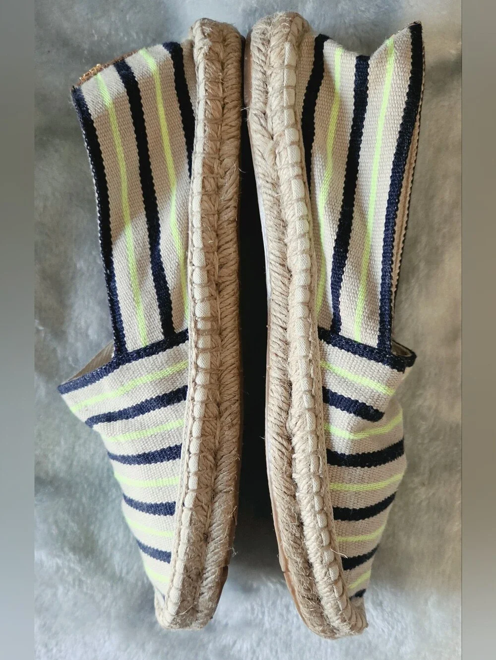 Tory Burch Striped Espadrille Flats in Navy & Lime
